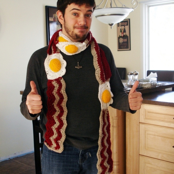 Bacon and Egg Crochet Scarf - Picture 6 of 7